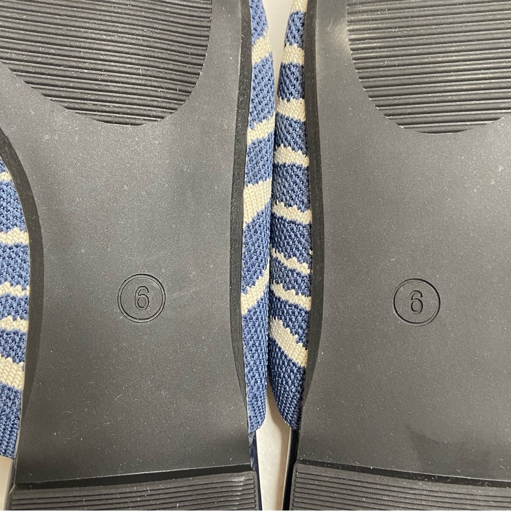 TILOCOW Blue Zebra Stripe Pointed Toe Knit Mules - Picture 14 of 16